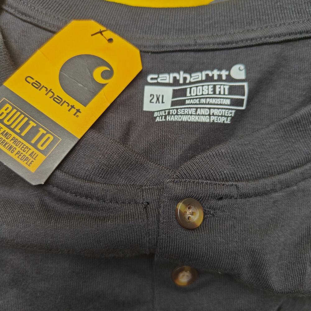 Carhartt Men’s Pocket Henley Shirt NWT – Black 2XL Short Sleeve Workwear - Picture 4 of 4